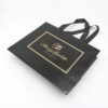 Black Foil Stamped Apparel Paper Bag with Ribbon Handles