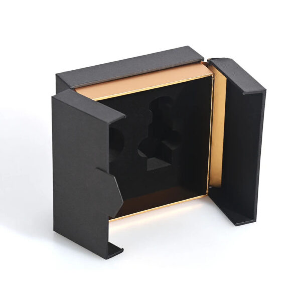 Black Gold Double-Door Rigid Box with Custom Foam Insert
