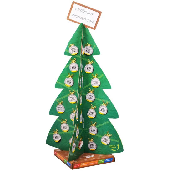 Christmas Tree Corrugated Retail Display Stand with Shelves