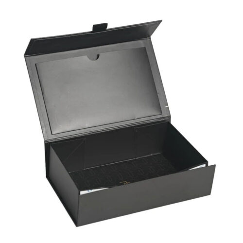 Foldable Magnetic Rigid Jewelry Box with Gold Foil Logo
