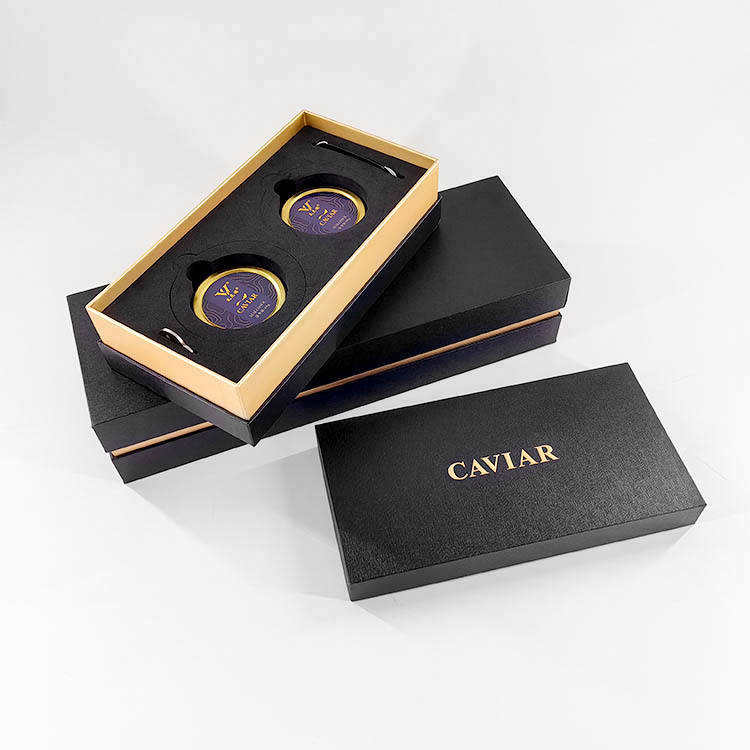 Caixas promocionais pretas personalizadas da Caviar