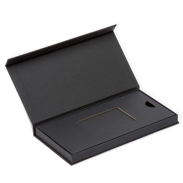 Caixas magnéticas personalizadas de luxo para cartões de crédito VIP, na cor preta